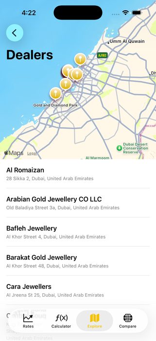 Gold dealer map