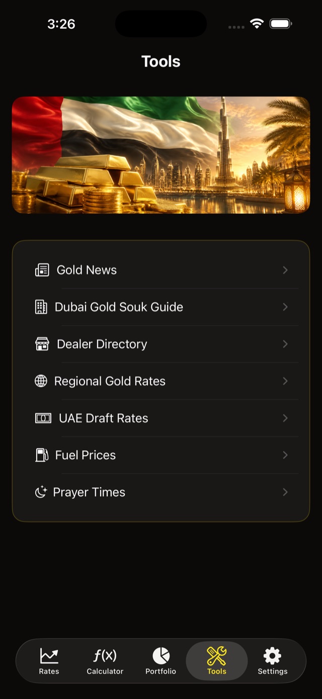 UAE gold toolkit: souk guide, dealers, prayer times and fuel rates